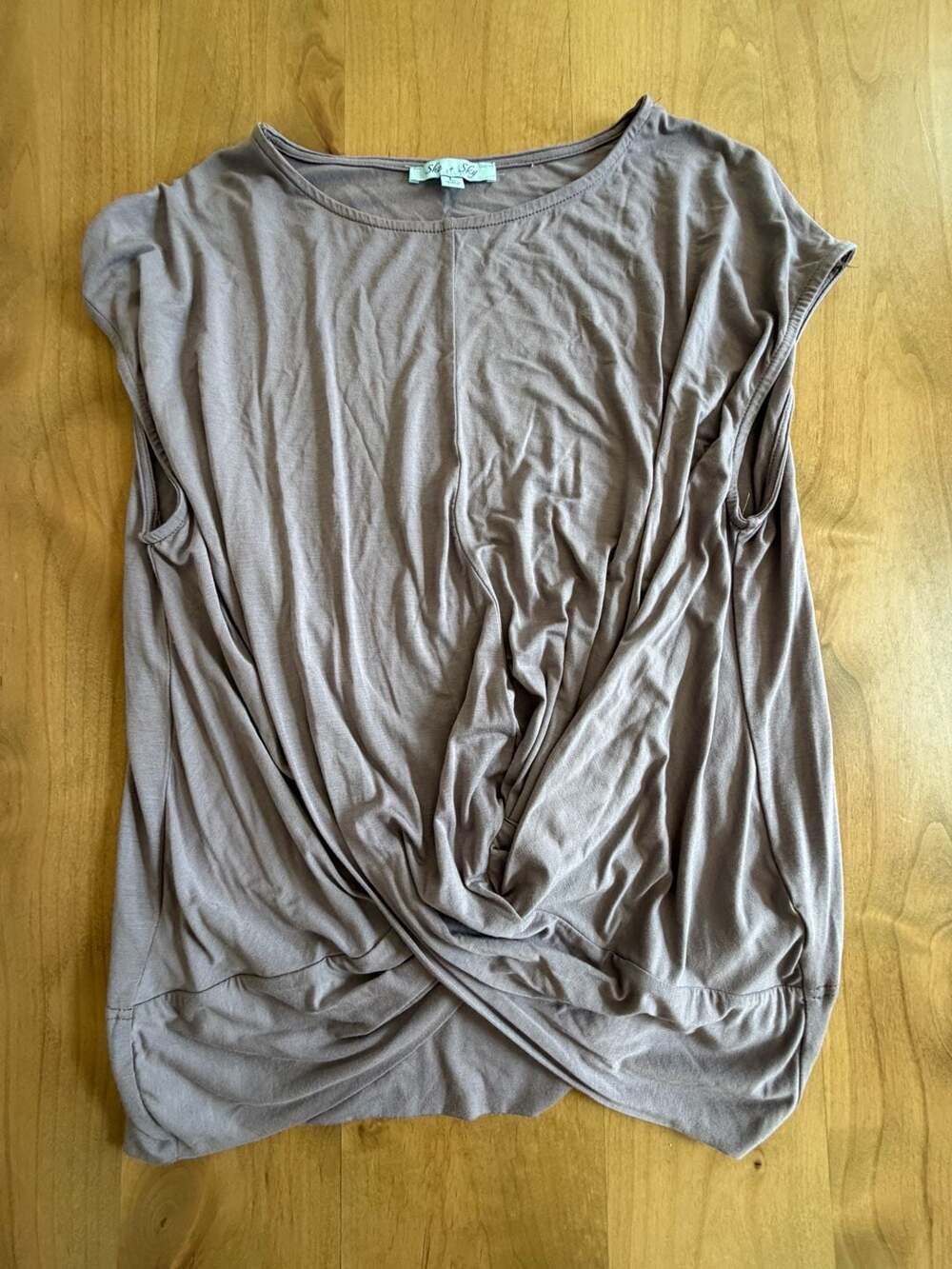 She + Sky Women's Twist-Front Cap Sleeve T-Shirt Large